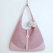 triangle denim shoulder tote, view 10 - MRSLM