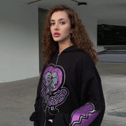 cute bear glitter print black sweater, view 2 - MRSLM
