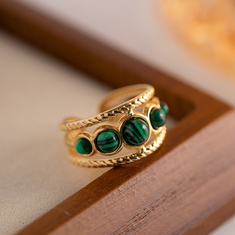 malachite gold ring, view 7 - MRSLM