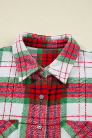 Women's Christmas plaid flannel shacket, view 3 - MRSLM
