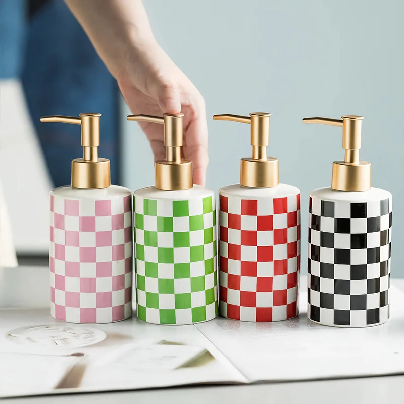 plaid ceramic bathroom dispenser, view 10 - MRSLM