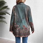 Women's vintage floral print open-front cardigan, view 3 - MRSLM