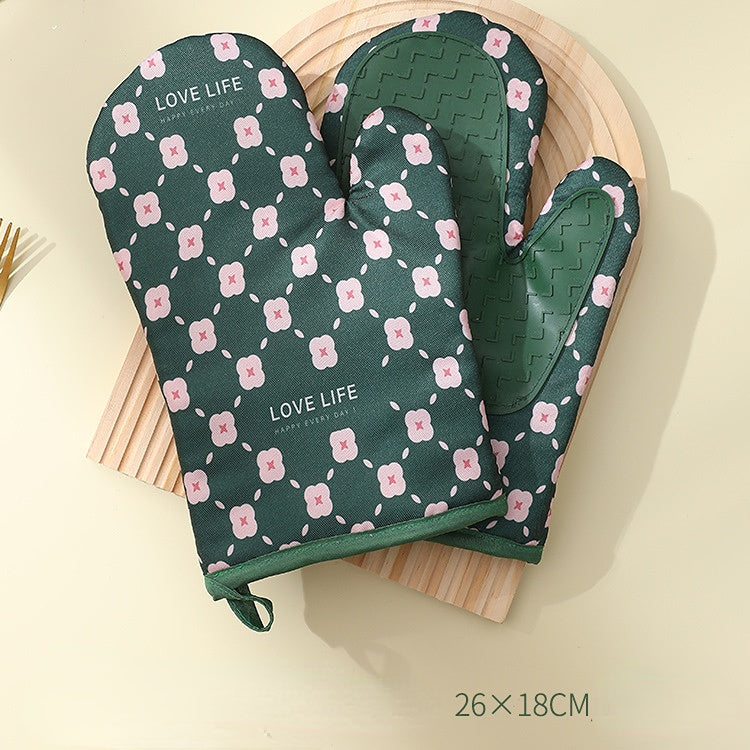 Cotton and silicone non-slip oven mitts, view 4 - MRSLM