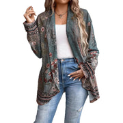 Women's vintage floral print open-front cardigan, view 4 - MRSLM