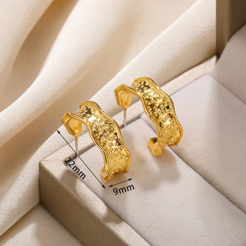 ginkgo leaf gold stud earrings, view 2 - MRSLM