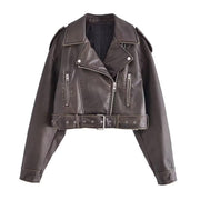 washed motorcycle jacket for women, view 4 - MRSLM