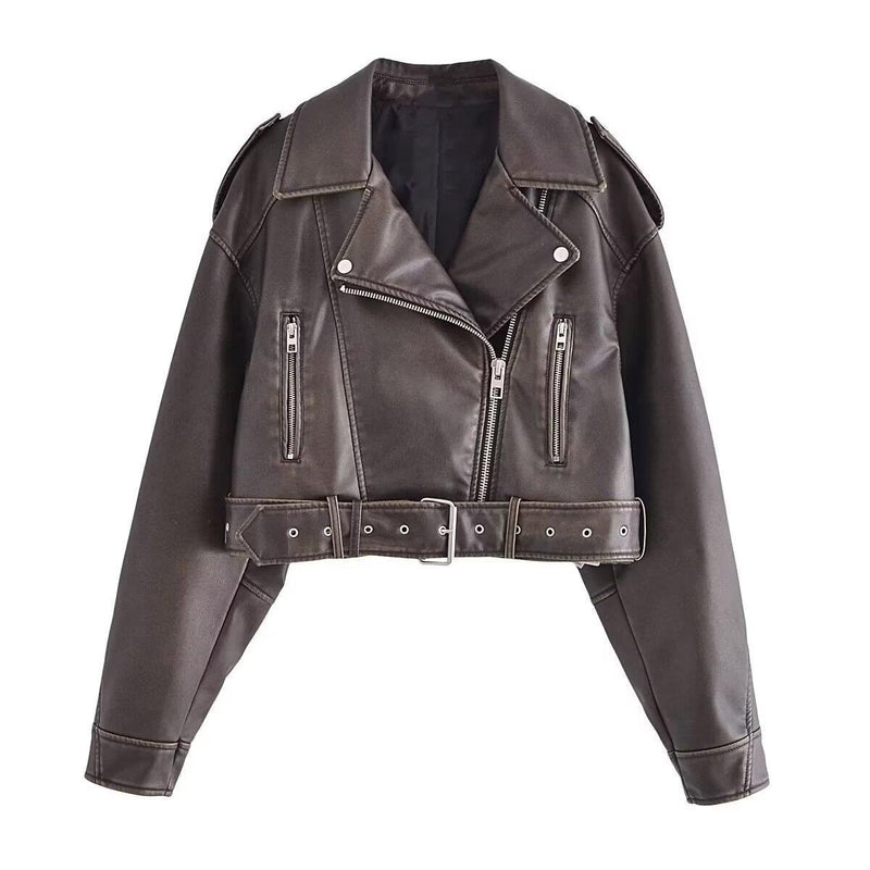 washed motorcycle jacket for women, view 4 - MRSLM
