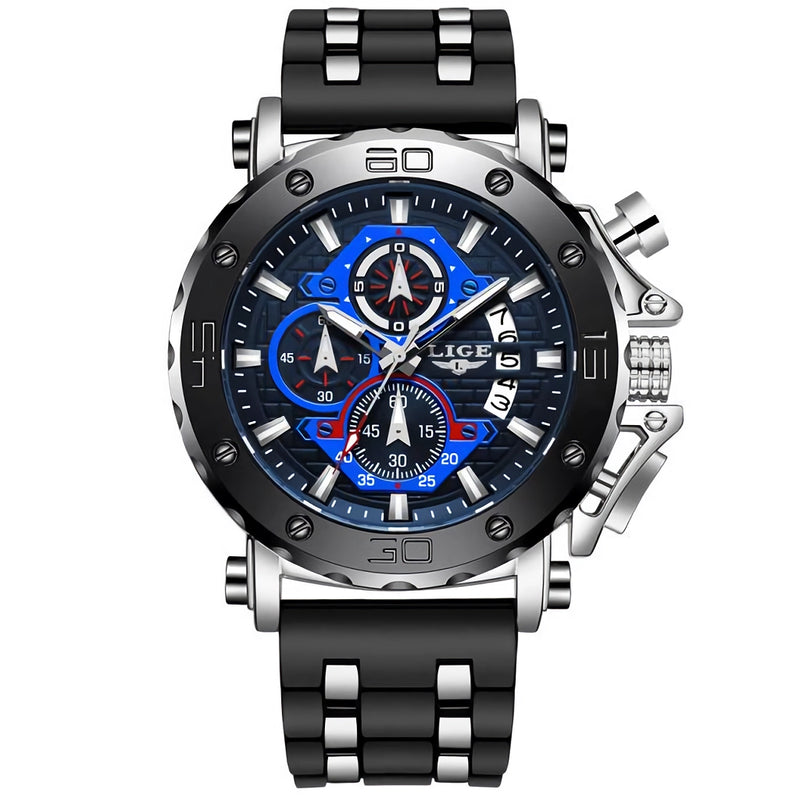 men's sports chronograph silicone watch, view 4 - MRSLM