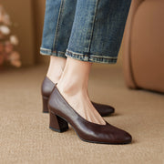 women's retro leather high heels, view 5 - MRSLM