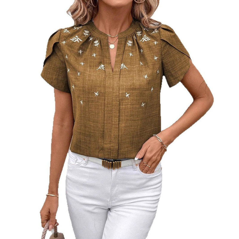 Women's half-open collar printed blouse, view 4 - MRSLM