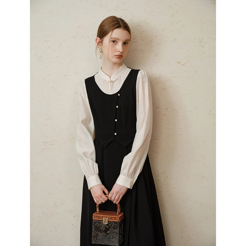 elegant office lady a-line dress with turtleneck, view 4 - MRSLM