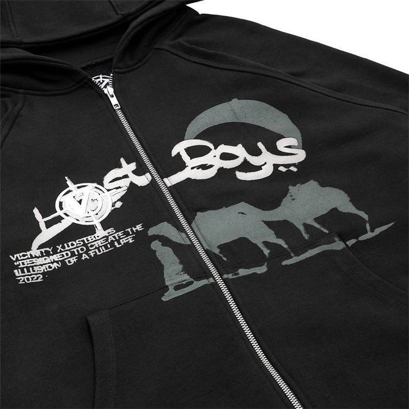 cute cartoon print plush hoodie, view 4 - MRSLM