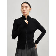 stand collar zip cardigan, view 7 - MRSLM
