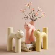 cathead ceramic tube vase, view 6 - MRSLM