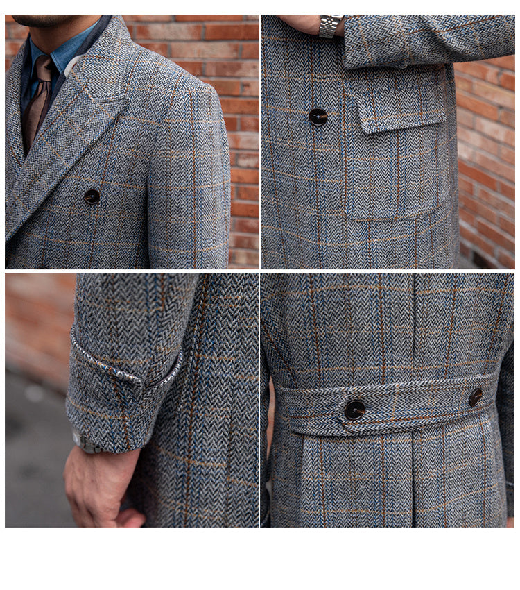 retro wool blend plaid polo coat, view 3 - MRSLM