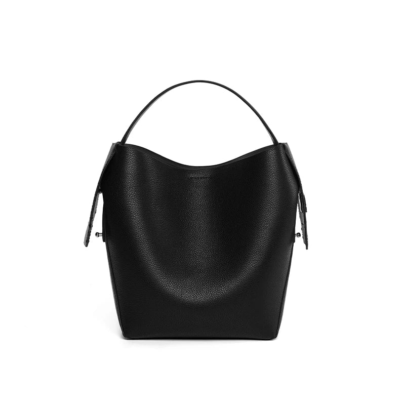 genuine leather bucket bag, view 6 - MRSLM