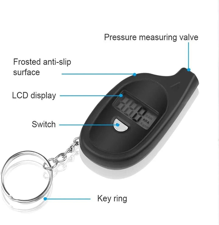 Compact Keychain Digital Tire Pressure Gauge with LCD Display