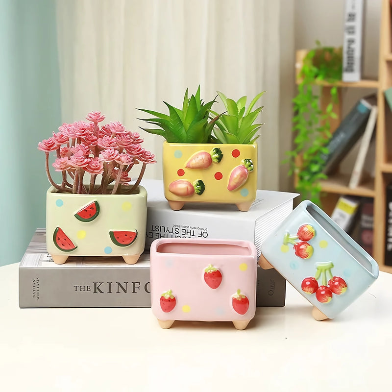 mini square ceramic flower pot - MRSLM