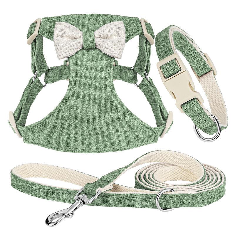 adjustable bowtie collar, leash and harness set, view 5 - MRSLM