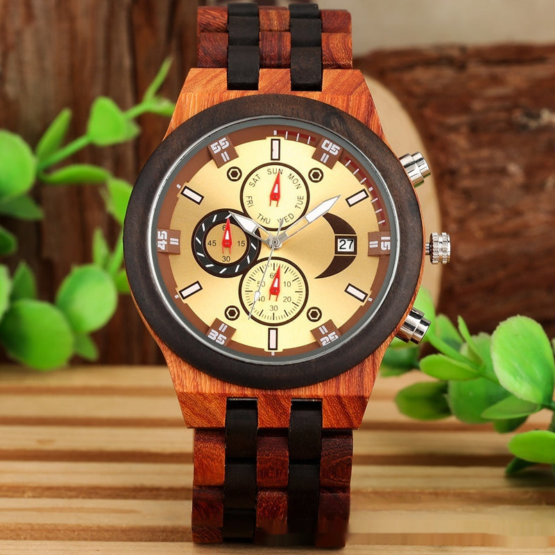 full wood band quartz watch, view 7 - MRSLM