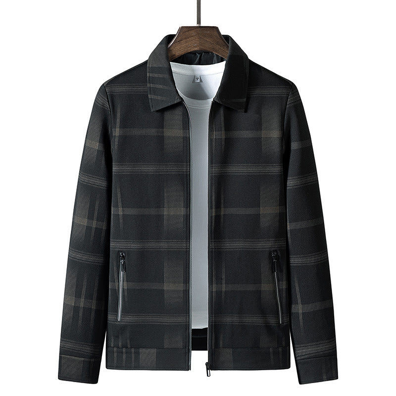 mens turn-down collar plaid coat, view 7 - MRSLM