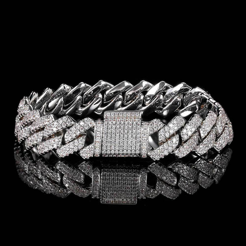 men's diamond shaped zirconia bracelet, view 4 - MRSLM