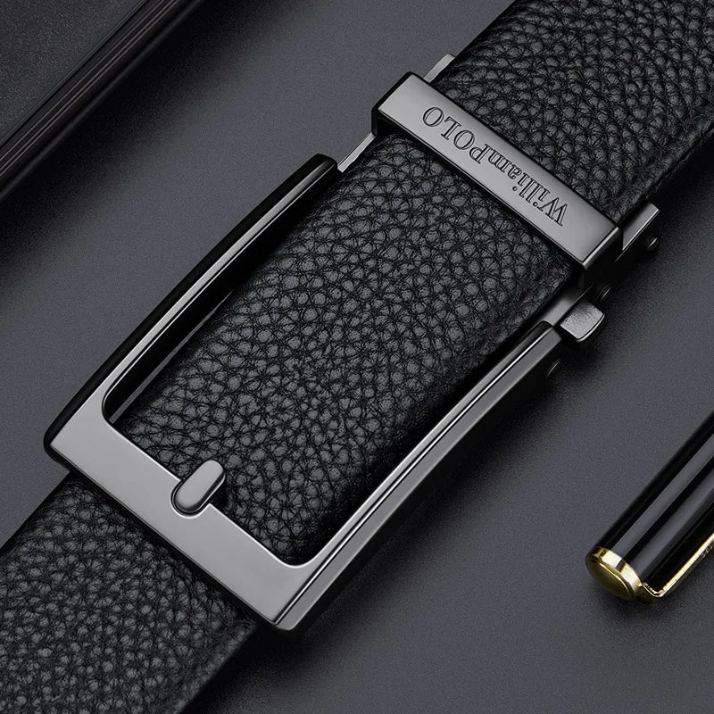 men's leather belt with automatic buckle, view 10 - MRSLM