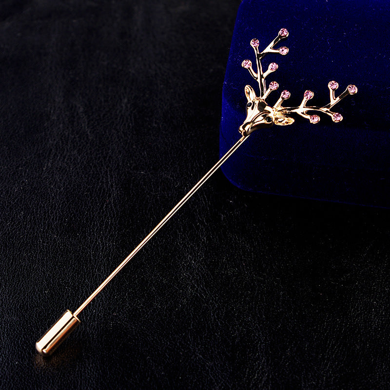 men's small elk brooch pin, view 5 - MRSLM