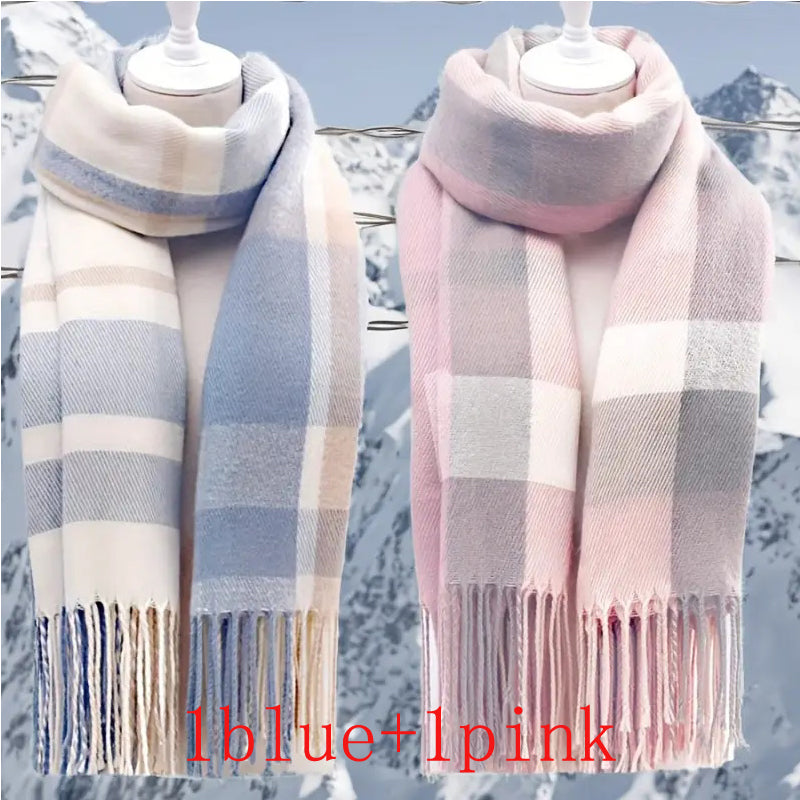 Thick plaid tassel winter scarf, view 12 - MRSLM