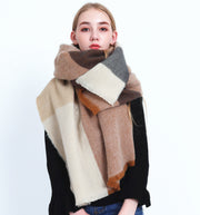 Oversized plaid faux cashmere scarf, view 6 - MRSLM
