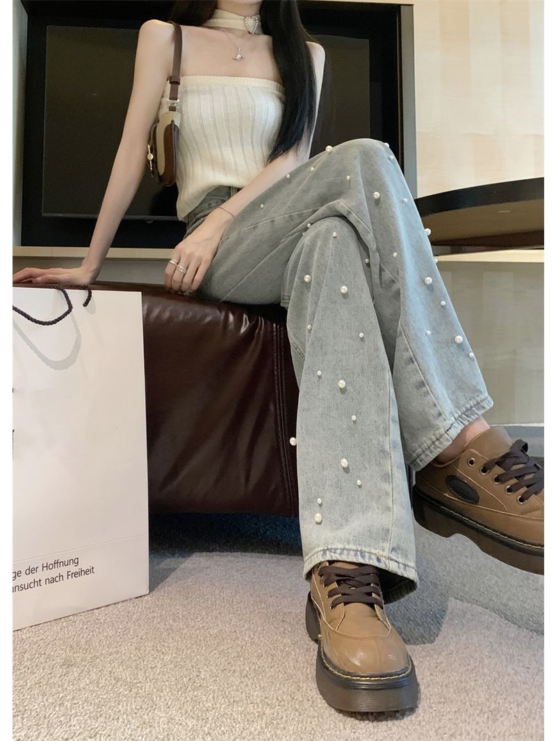 Women's Summer High Waist Straight Wide Leg Jeans