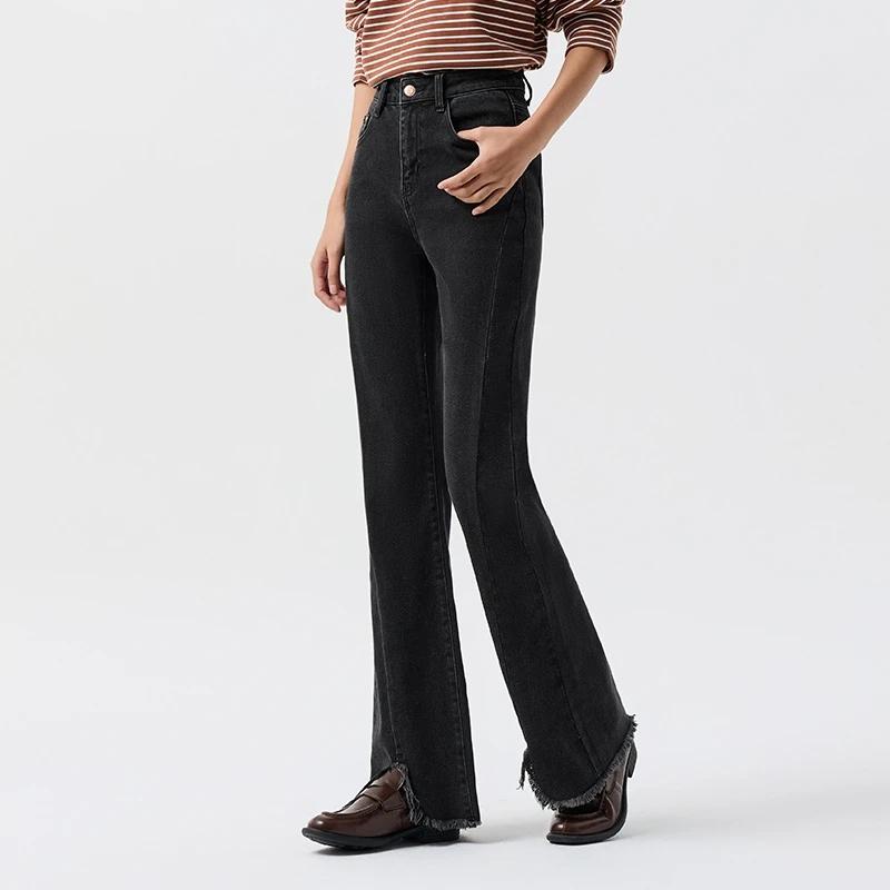women's raw edge slit flare pants, view 5 - MRSLM
