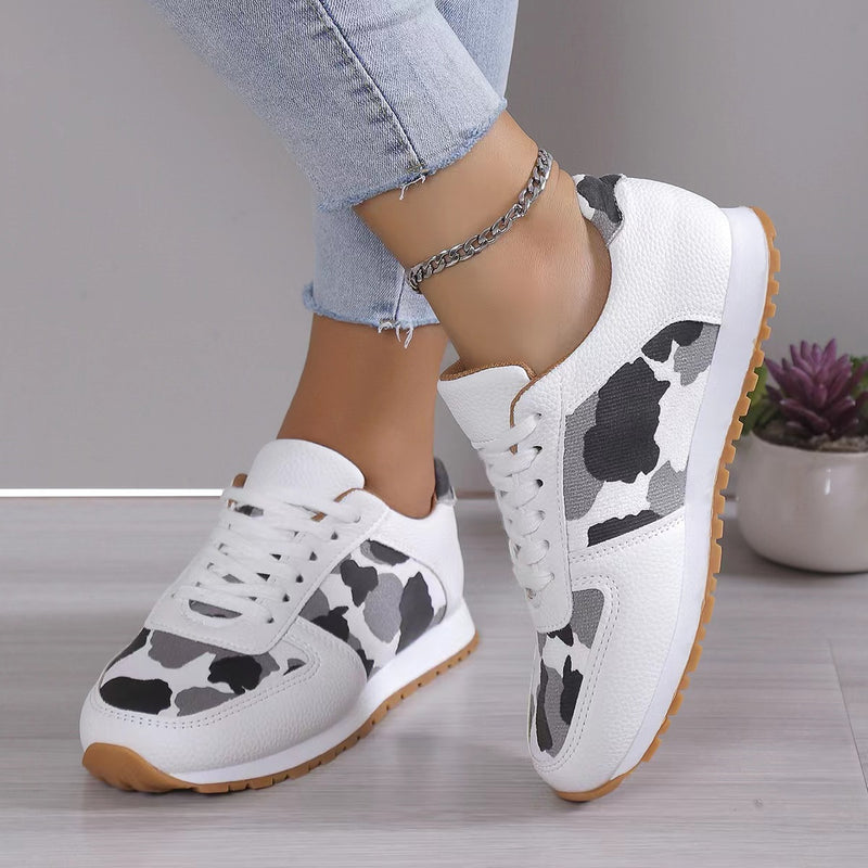leopard print lace-up sneakers, view 3 - MRSLM