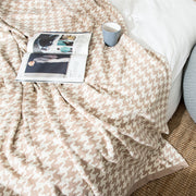 classic houndstooth plaid cotton knitted blanket, view 2 - MRSLM