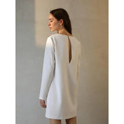 elegant notch neck tunic dress, view 5 - MRSLM