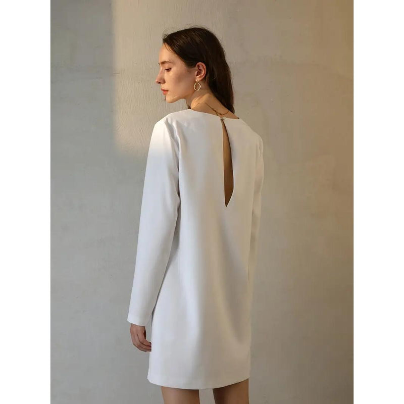 elegant notch neck tunic dress, view 5 - MRSLM