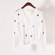 embroidered v-neck ice silk knit cardigan, view 4 - MRSLM