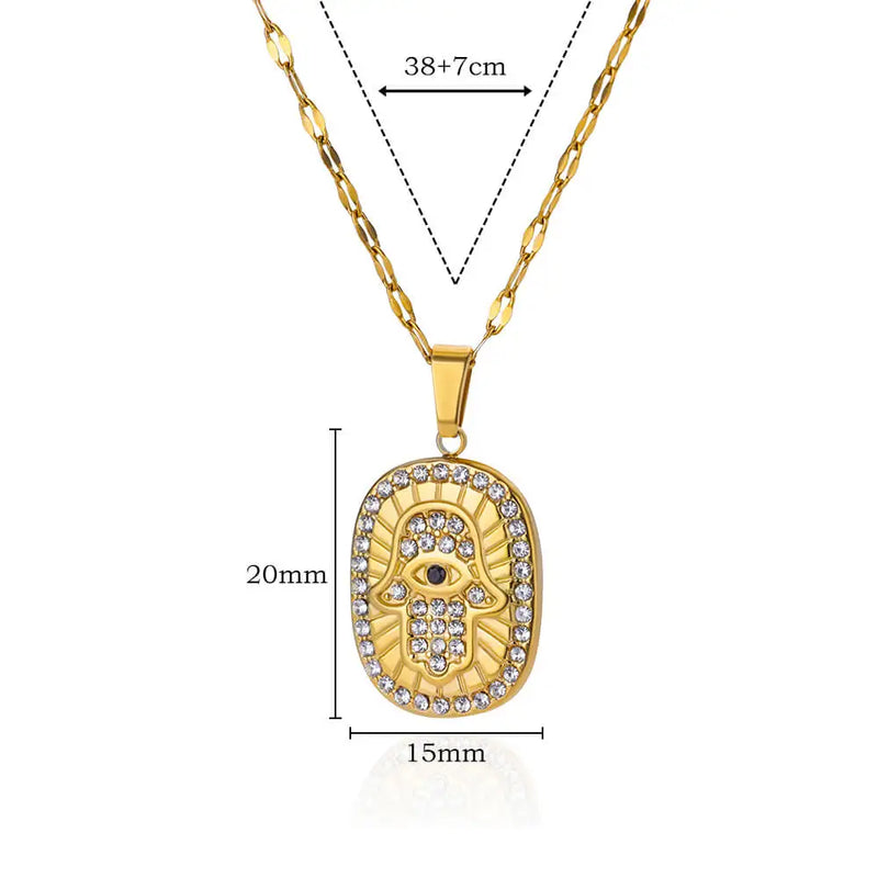 hand of fatima evil eye necklace, view 2 - MRSLM