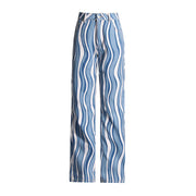 high-waist striped denim trousers, view 2 - MRSLM