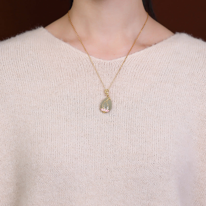 s925 silver jade pendant necklace - MRSLM