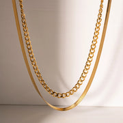 Double layer Cuban chain necklace, view 5 - MRSLM
