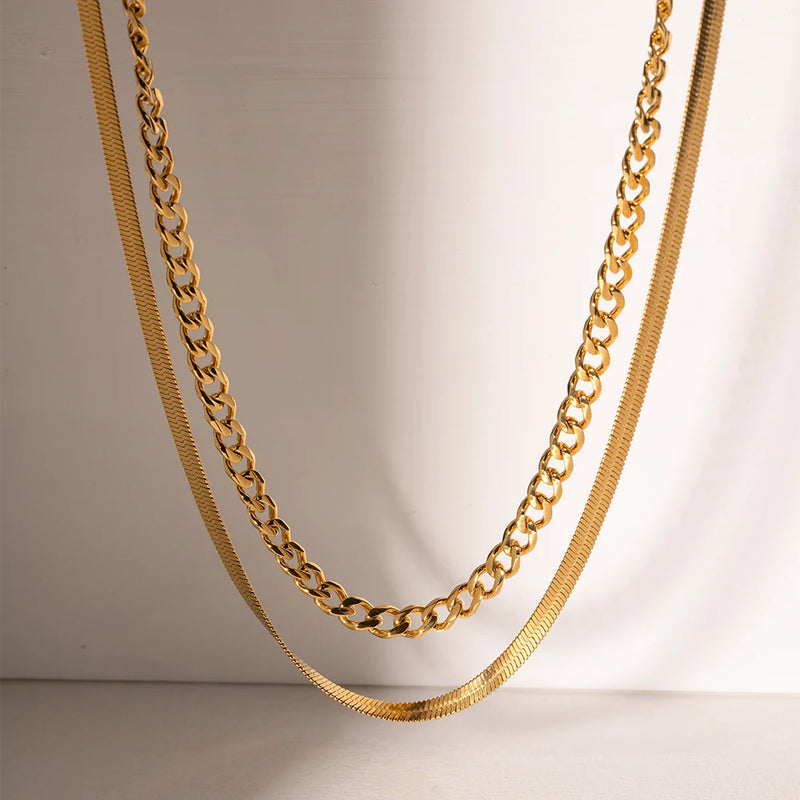Double layer Cuban chain necklace, view 5 - MRSLM