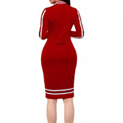 long sleeve zipper casual dress, view 3 - MRSLM