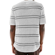 men's knitted lapel short sleeve hollow cardigan, view 5 - MRSLM