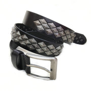 rivet leather belt with square buckle, view 4 - MRSLM