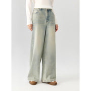 women's two-tone high waist wide leg jeans, view 5 - MRSLM