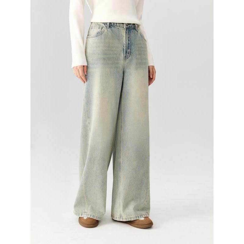 women's two-tone high waist wide leg jeans, view 5 - MRSLM