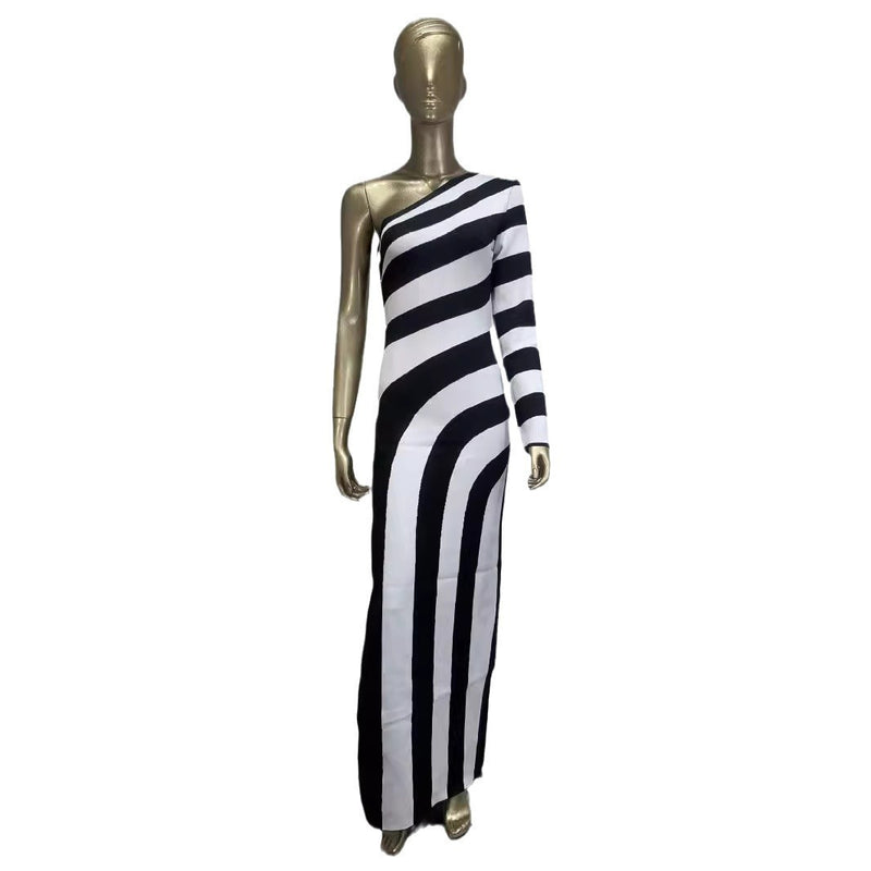 zebra stripe bandage dress, view 5 - MRSLM