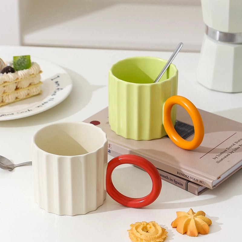 ceramic ripple handle coffee mug - MRSLM