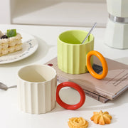 ceramic ripple handle coffee mug, view 9 - MRSLM